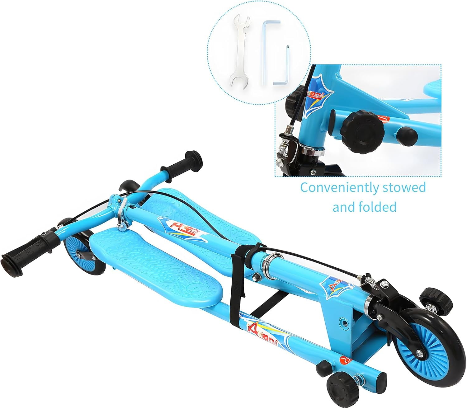 Kids Swing Scooter, 3 Wheels Drifting Scooter/Wiggle Scooters with Adjustable Height & Foldable for Boys/Girl/Ages 5-12 Years