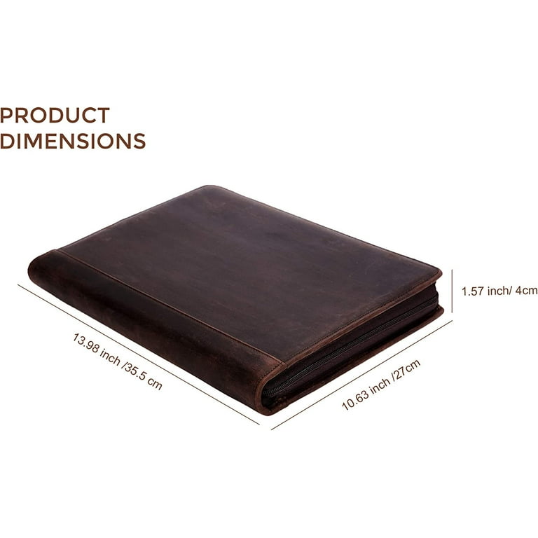 AZXCG Leather Portfolio Folder for Men, A4 Personlized Resume