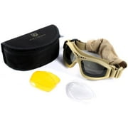 Angle View: Revision Bullet Ant Tactical Goggles, Tan, Deluxe Kit - Clear, Solar, Yellow Len
