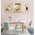 thumbnail image 2 of Beige Women Boho Wall Art for Bedroom Mid Century Modern Wall Art Minimalist Bohemian Leaf Canvas Prints Pictures Framed Artwork for Bathroom Living Room Decor 3 Panels 12" X16, 2 of 6