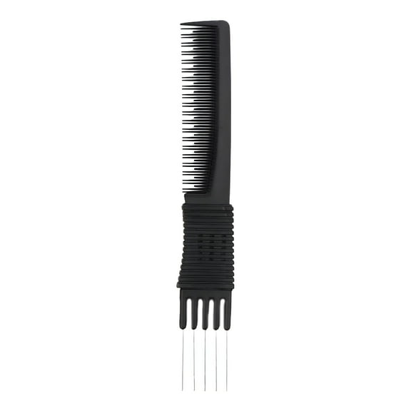 RAGUPEL Comb 1*Carbon Fiber Comb Steel Pin Comb Curling Comb Hair Pick Double Side Pick Salon Teasing Back Combs with Steel Lift Teasing Combs with Metal Prong Combs for Women