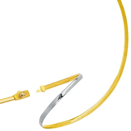 Gold Omega Necklace Slider - Two Tone Reversible Omega Chain Necklace In 14k Yellow Gold And Sterling Silver, 4mm