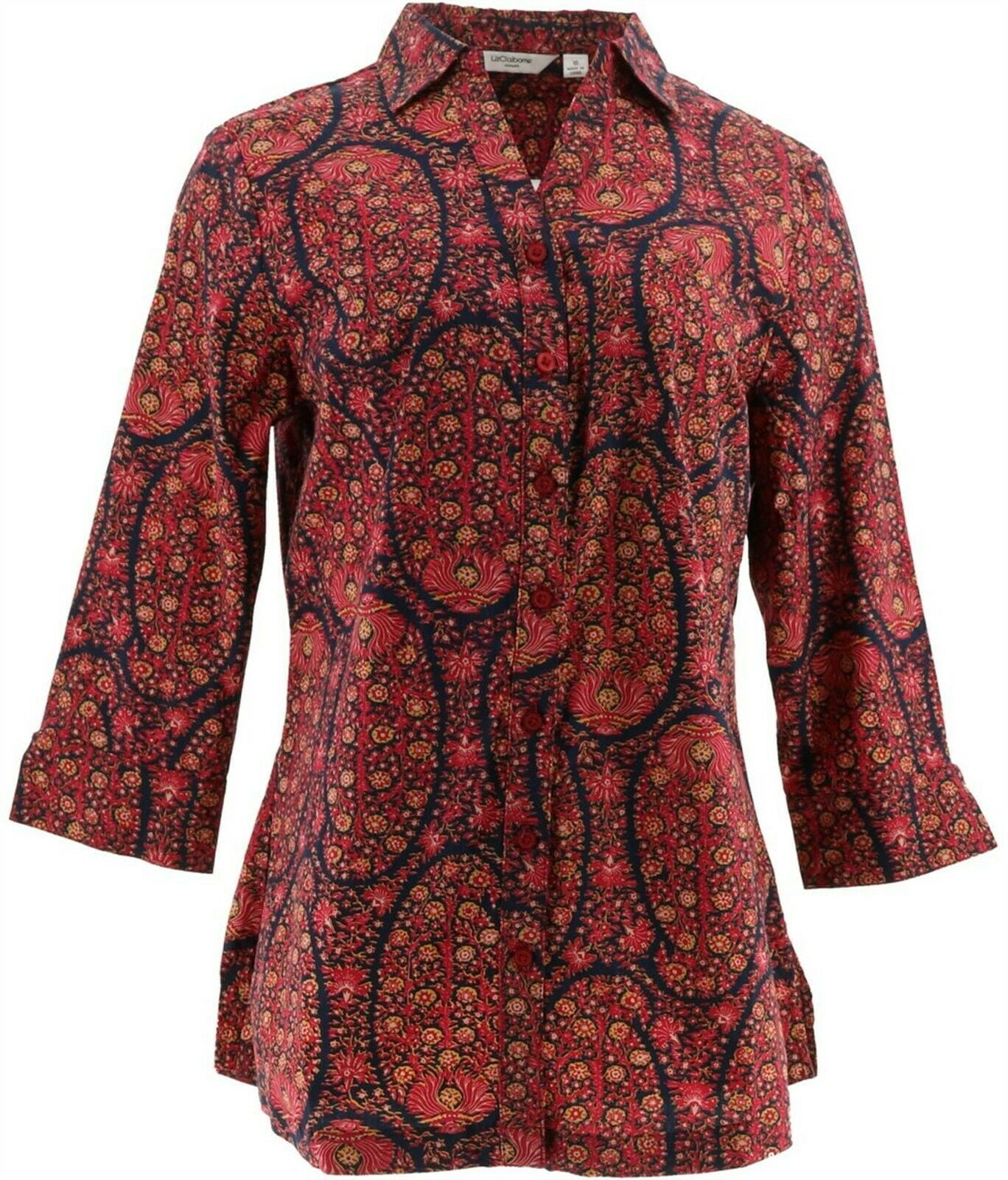 Liz Claiborne - Liz Claiborne NY Paisley Printed Button Front Tunic ...