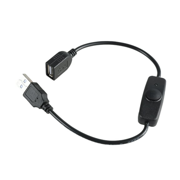 USB Extension Cord Wire with Indication Light and Switches 32cm Length Black