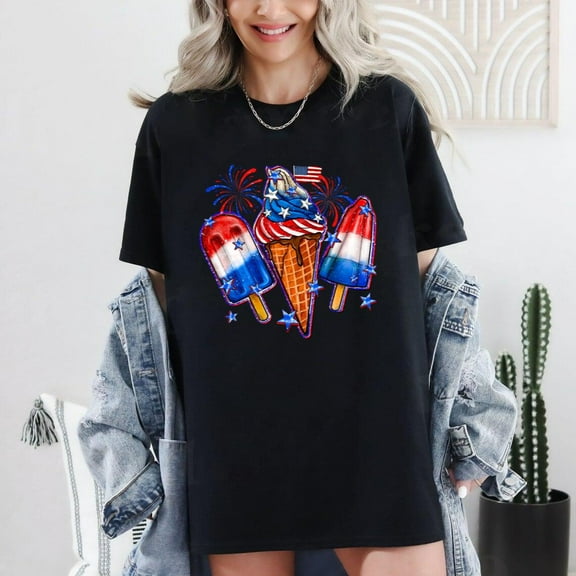 Patriotic Popsicle 4th Of July Merica Independence Day Graphics T-Shirt, for men & women, up to size 5XL