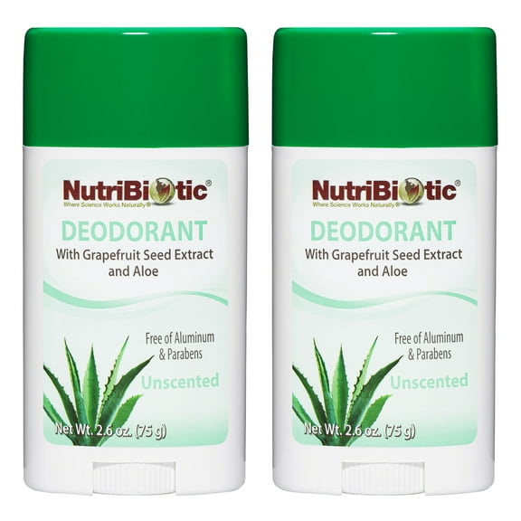 NutriBiotic Unscented Deodorant with GSE, 2.6 Ounce Stick, Twin Pack