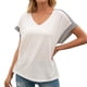 thumbnail image 3 of Camiseta de mujer Verano Cuello en V Rayas Manga corta Casual Top suelto, Blanco, XL Advancent AP001320-08, 3 of 7