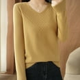 thumbnail image 4 of JYnXIANTI Fall Sweaters for Women Soft Cozy Long Sleeve Tops Casual Fashion Solid V Neck Knitted Pullovers, 4 of 6