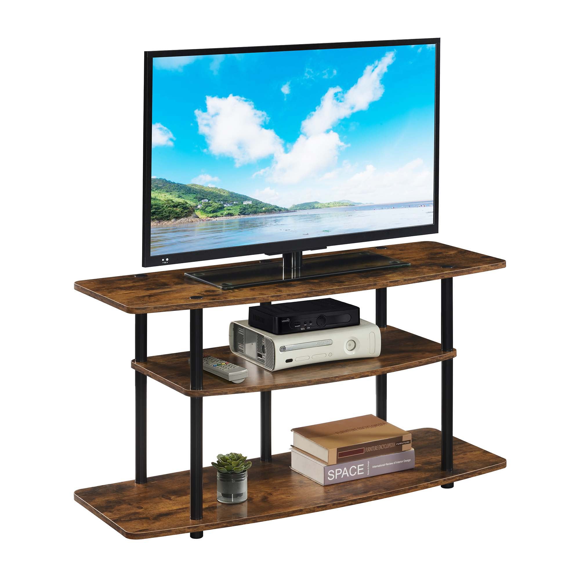 Convenience Concepts Designs2Go No Tools 3 Tier Wide TV Stand for TVs up to 46", Barnwood/Black