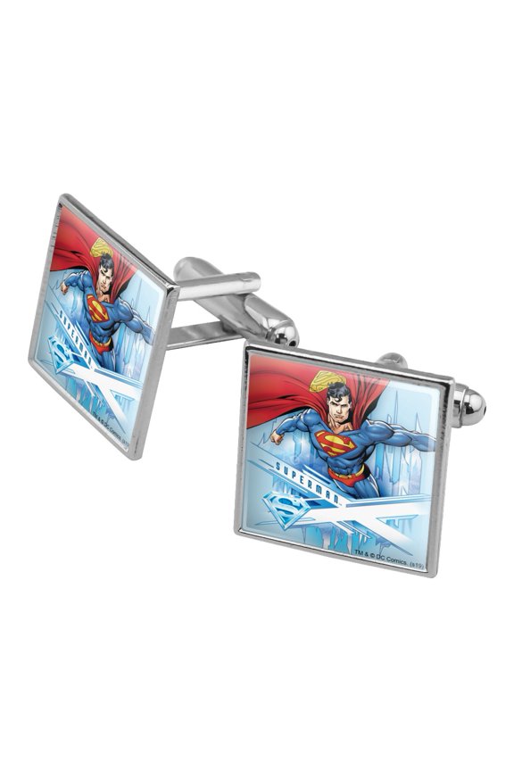 Superman Solitude Square Cufflink Set - Silver or Gold