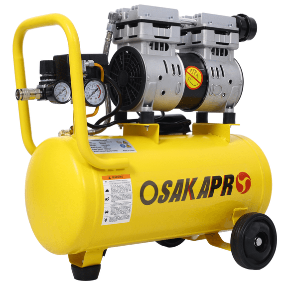8 Gal 1.5HP Silent Oil-Free Air Compressor 70 dBA Portable with Wheels