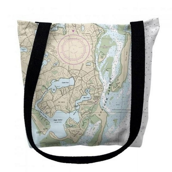 Chatham Harbor, MA Nautical Map Medium Tote Bag 16x16 - 16 inches x 16 inches