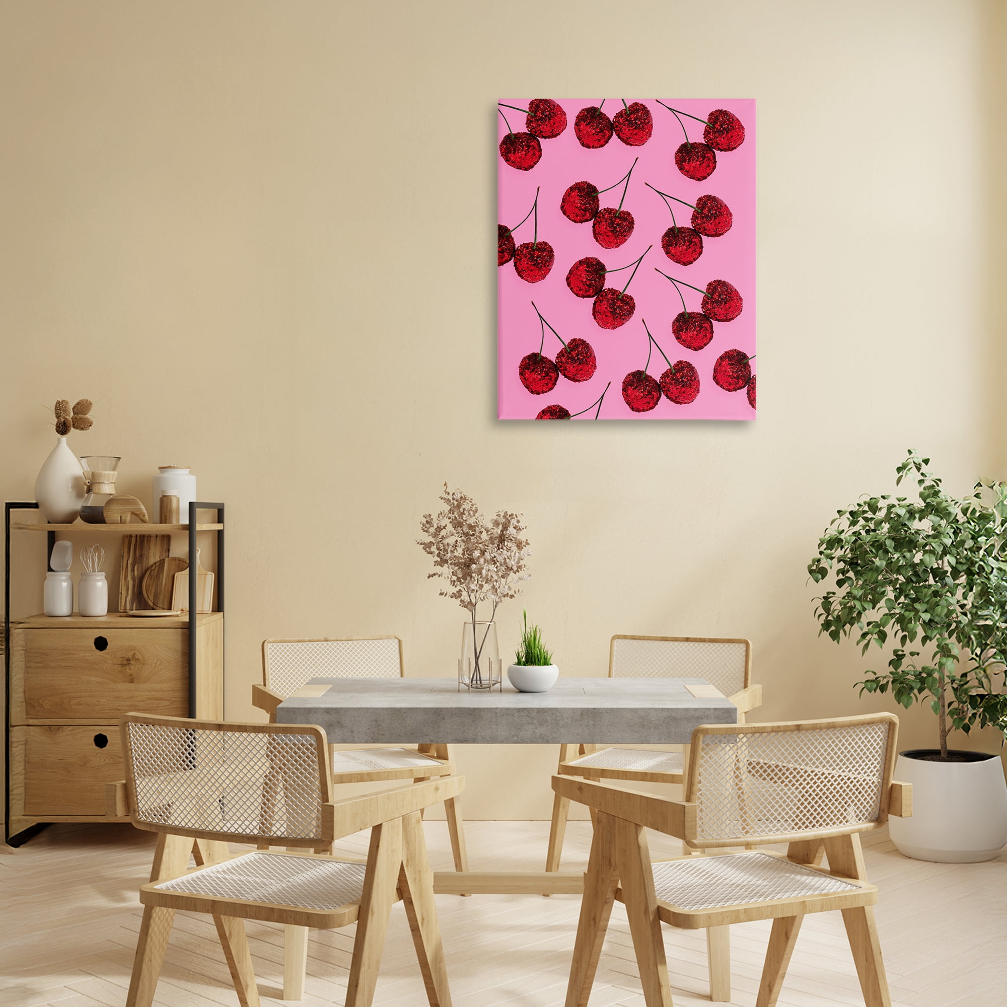 Stupell Industries Glitter Glam Cherries Pattern Canvas Wall Art, design by LISH Creative