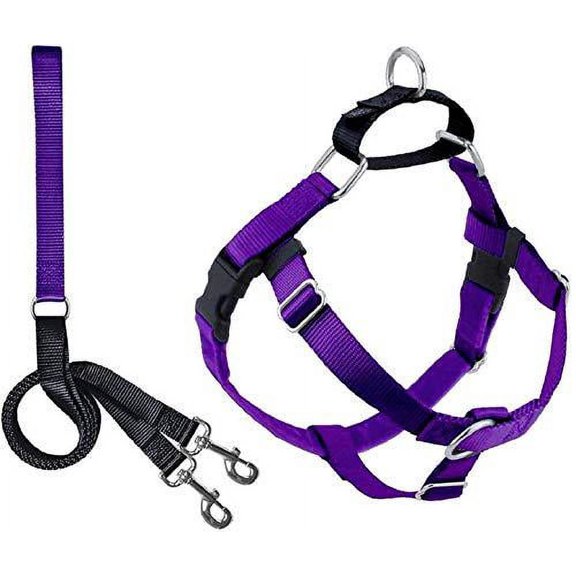2 Hounds Design Freedom No Pull Dog Harness | Adjustable Gentle Comfortable Control for Easy Dog Walking |for Small Medium and Large Dogs | Made in USA | Leash Included | 1" XXL Purple