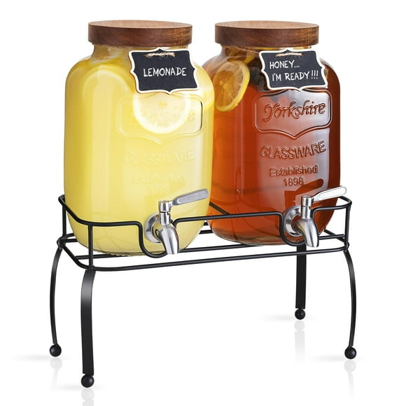 Dispensador de bebidas Mustry de 3,8 L con soporte y grifo de acero inoxidable