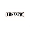thumbnail image 1 of Letrero de Lakeside, cabaña en el lago, barco, letrero de calle de metal rústico o placa con nombre para puerta, tamaño: 4 x 16 pulgadas, 1 of 4