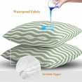 thumbnail image 4 of Sage Green Stripe Throw Pillow Covers 18x18 Inch Set of 2, Farmhouse Striped Modern Waves Moires Waterproof Outdoor Pillow Covers, Decorative Cushion Pillowcases for Couch, Sofa, Bed, Garden, Patio, 4 of 9