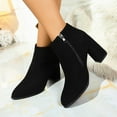 thumbnail image 5 of RUIYANQI Women's Suede Ankle Boots - Side Zip Pointed Toe Booties, Trendy Chunky Heel Footwear, Stylish Fall Winter Shoes, Comfortable Dressy Casual Pumps Black Women Sandal, 5 of 8