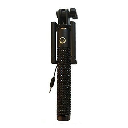 Black Rhinestone Bling Mini Wired Selfie Stick