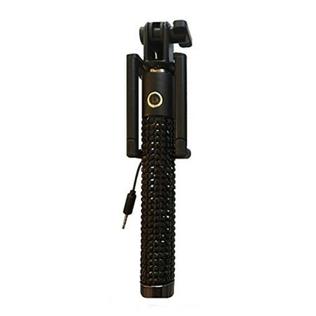 Image of Black Rhinestone Bling Mini Wired Selfie Stick