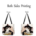 thumbnail image 4 of Bolso de mano informal con estampado divertido de gato besándose, bolso de tela de lino ecológico para mujer, bolso de compras grande reutilizable para playa al aire libre, 4 of 5