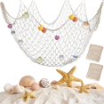thumbnail image 3 of 2 Pcs Fish Netting Decoration Beige Nautical Fish Net Cotton Decorative Fishing Net Ocean Themed Wall Hangings Fishnet, 3 of 6