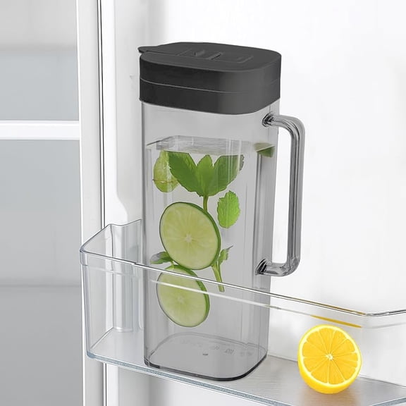 (2 Liter) pitcher with lid - Water jug for fridge door - Leakproof 64oz plastic pitcher with lid - Drink Container for Juice, Iced Tea, Coffee, BPA-Free Plastic,