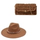 thumbnail image 3 of Bolso tejido a mano y conjunto de cadena fedora de 9,5 cm para mujer y hombre, sombrero de fieltro de ala ancha, bolso de cuero con conjunto de sombrero, Invierno, 3 of 4