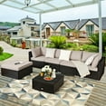 thumbnail image 4 of Costway 6PCS Outdoor Patio Rattan Furniture Set Cushioned Sectional Sofa Ottoman, 4 of 9