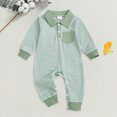 thumbnail image 2 of CAUYDY Baby Boys Romper Newborn Clothes Fall Winter Preemie Long Sleeve Bodysuit Infant Boy Pajamas Toddler Sleepwear 6 9 12 18 Months Green for Sizes 0-3 Months, 2 of 6