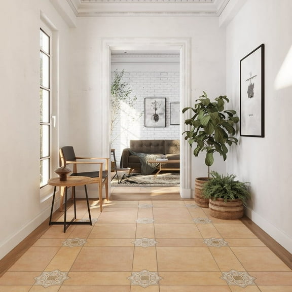 Terralis 7 x 7 in. Matte Terracotta Soft Gray-Blue Porcelain Star Wall and Floor Tile (6.46 sq ft/case) - 16 Pack