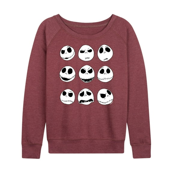 The Nightmare Before Christmas - Jack Face Grid - Women's Lightweight French Terry Long Sleeve Shirt