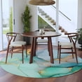 thumbnail image 4 of Teal Marble Round Rugs 8ft, Abstract Art Modern Geometric Golden Non Slip Washable Rug Runner, Low Pile Indoor Floor Carpet Mat Bathroom Rugs for Living Room, Bedroom, Kids Room, 4 of 9