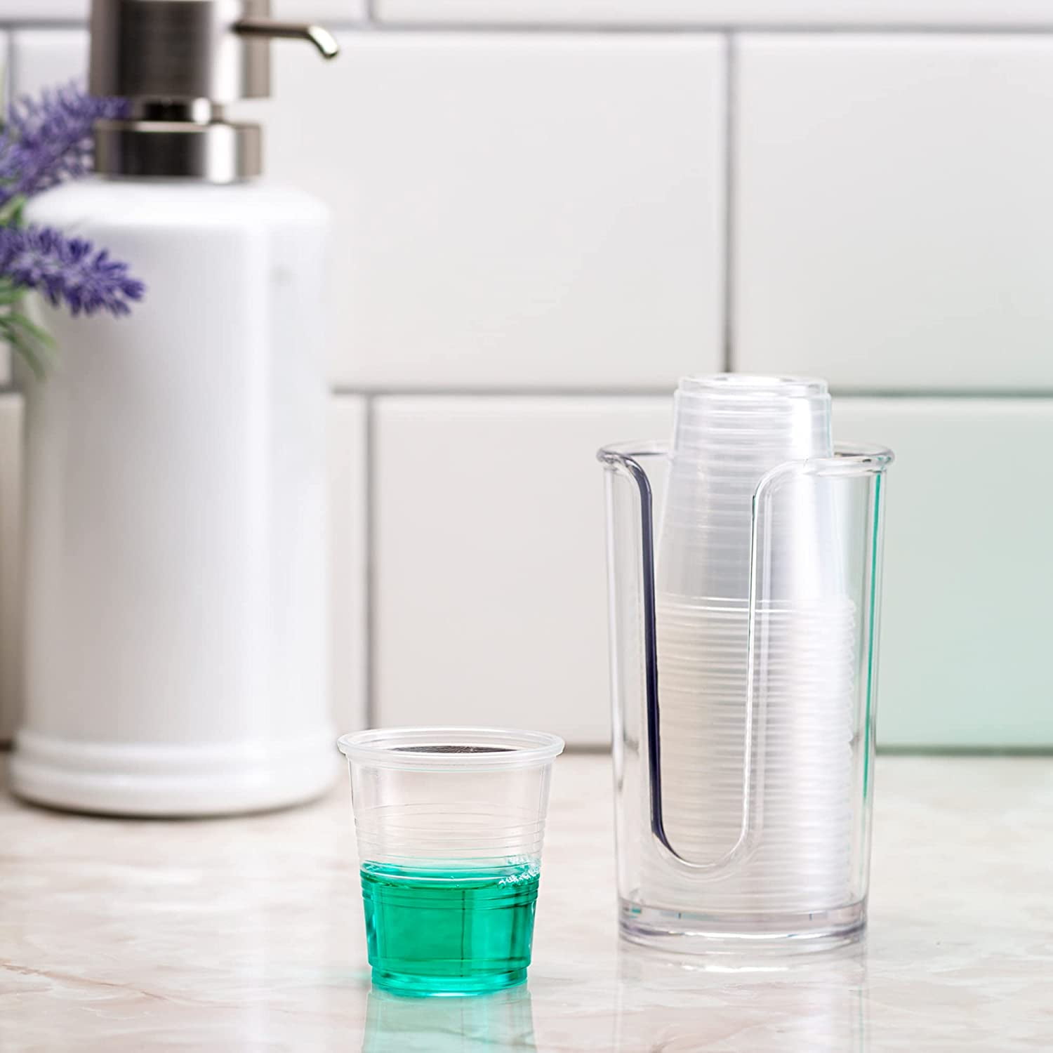 GUSTO 3 Oz Clear Plastic Disposable Bathroom Cups, Small Cups for Mouthwash, Medicine, 100-Pack