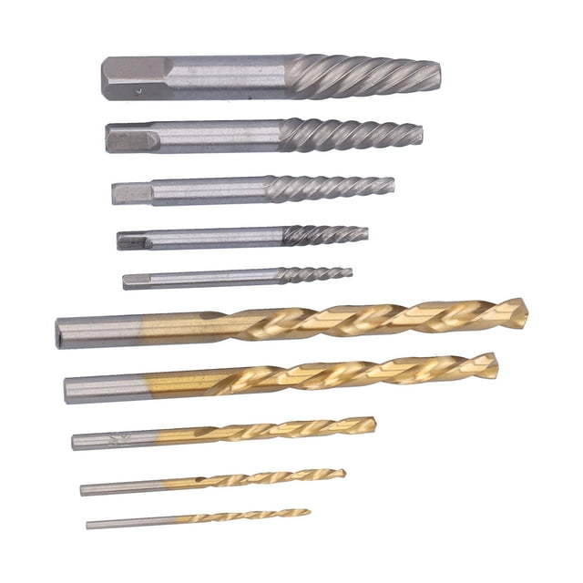Juego de Extractores de Tornillos Dañados Juego de Brocas Extractoras de Tornillos de 10 Piezas Juego de Extractores de Tornillos Dañados Perno Dañado de Mano Izquierda de ANGGREK Otros
