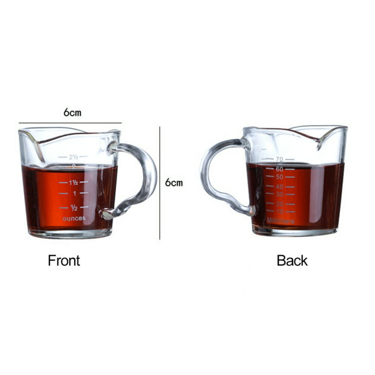 Multifunctional Glass Measuring Cup Heat-Resistant Glass and Scale Ounce Mug for Tea Drink Shaker Coffee - 70ml, Size: 70 mL, Other