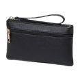 thumbnail image 4 of Bolso de mujer, color liso, con doble cremallera, tipo cartera para teléfono móvil, tipo clutch largo, 4 of 5