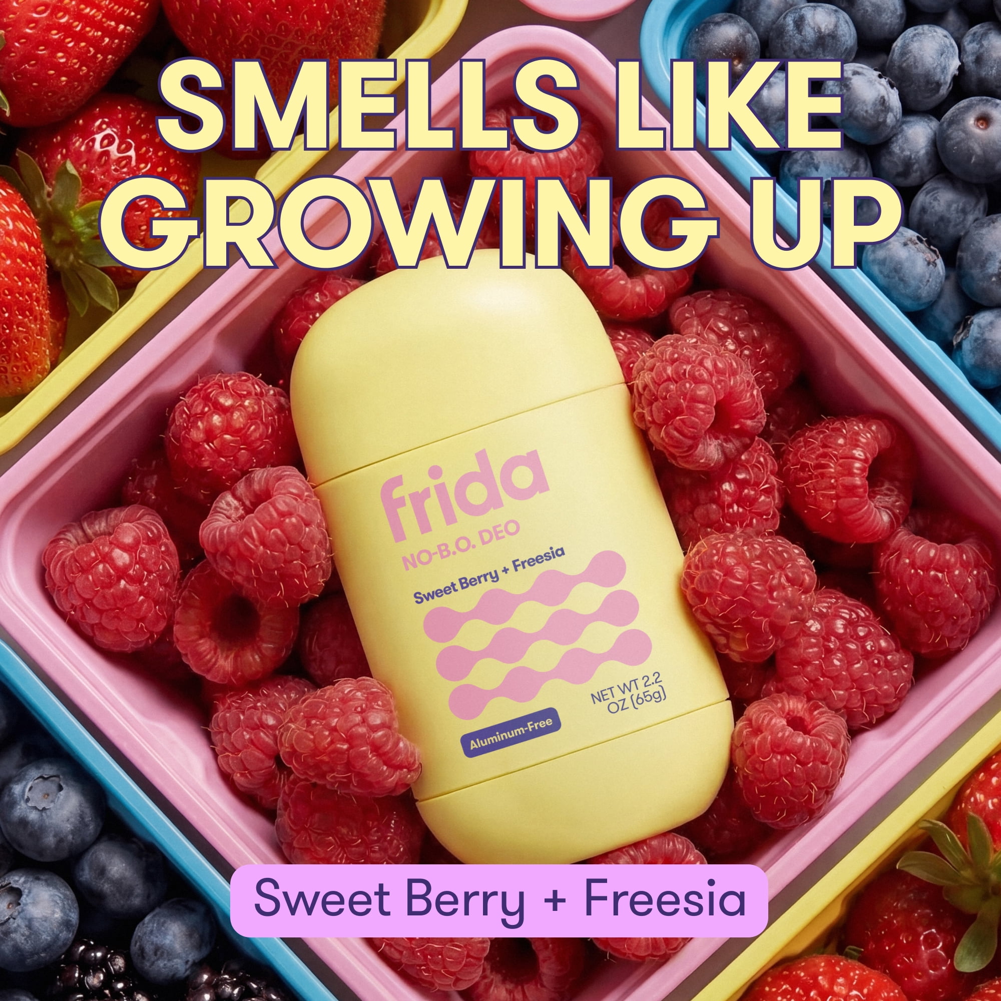 Frida for Kids Deodorant for Kids, Aluminum Free Deodorant, Sweet Berry + Freesia 2.2 oz