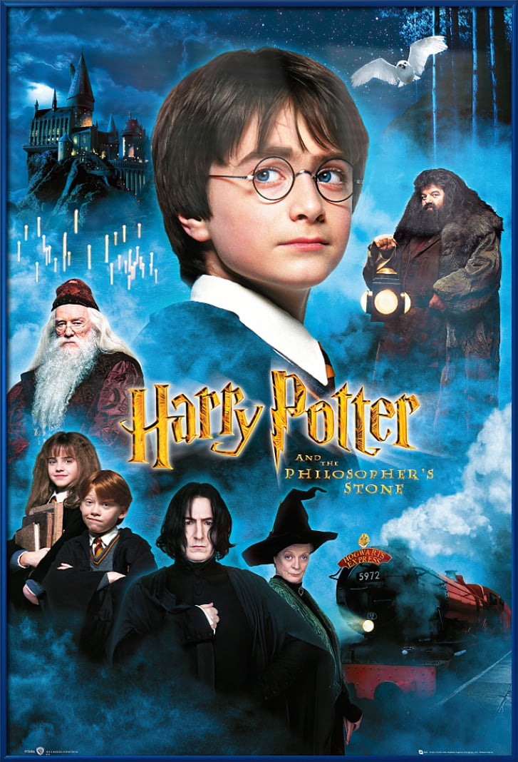 Harry Potter And The Sorcerer's Stone - Framed Movie Poster (Intl. Regular  Style - The Philosopher's Stone) (Size: 25 X 37) (Black Aluminum Frame)