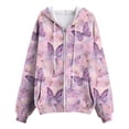 thumbnail image 6 of Kaprioy Womens Zip Up Oversized Hoodie Fall Fashion Clothing Trendy Numerous Butterfly Graphic Clothes Y2K Essentials Hoodie Pink, L, 6 of 8