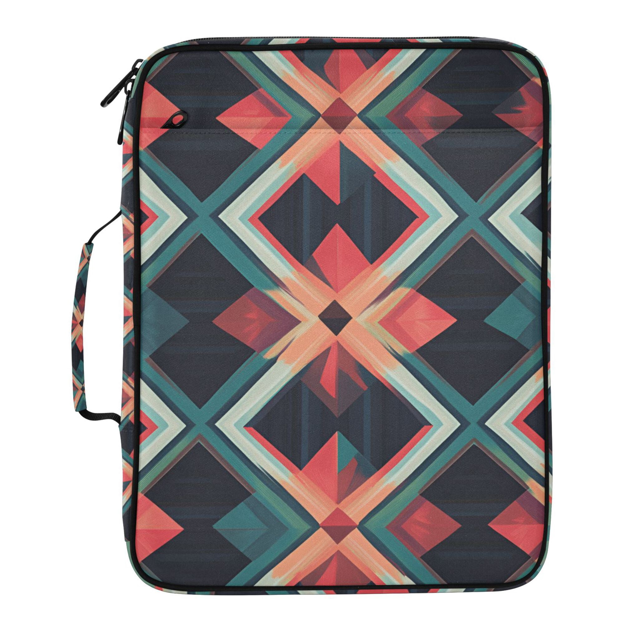 FORMRS Accordion File Folder A4 Size 7-Pocket Expanding Document Organizer Bag with 3 Ring Binder, Green Abstract