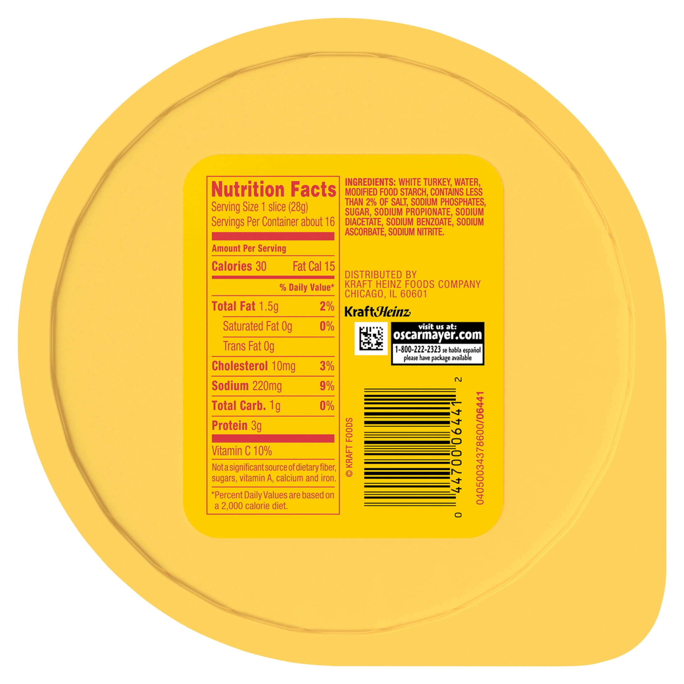 Oscar Mayer Oven Roasted White Sliced Turkey Deli Lunch Meat, 16 oz Package