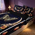 thumbnail image 2 of Homewish Hippie Butterfly Zipper Full Size Comforter Sets with Fitted Sheet and 2 Pillowcases, Flower Moon Stars Zipper Bedding Set, Black Reversible, 2 of 7