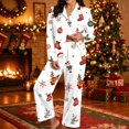 thumbnail image 2 of Womens Christmas Pajama Set Long Sleeve Collared Top and Pants Festive Holiday Sleepwear Cozy Loungewear for Home and Nights, 2 of 5