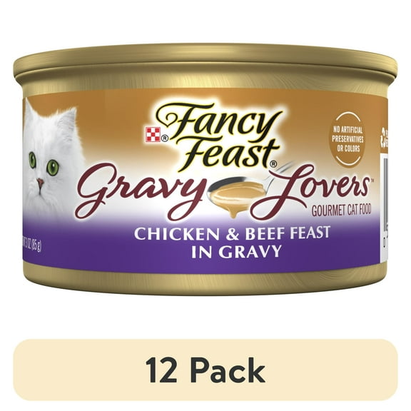 (12 pack) Purina Fancy Feast Gravy Lovers Wet Cat Food, Chicken & Beef in Gravy, 3 oz Can