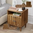 thumbnail image 3 of Fluted Nightstand Set of 1,Night Stand with Solid Wood Legs,Bedside Table with 2 Storage Drawers and Open Wood Shelf,Modern End Side Table for Bedroom,Living Room, Walnut, 3 of 6