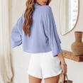 thumbnail image 6 of BLVB Women's Button Down Shirts 3/4 Sleeve Collared Work Top Solid Color Casual Summer Fall Chiffon Blouses Tunics Blue, 6 of 7
