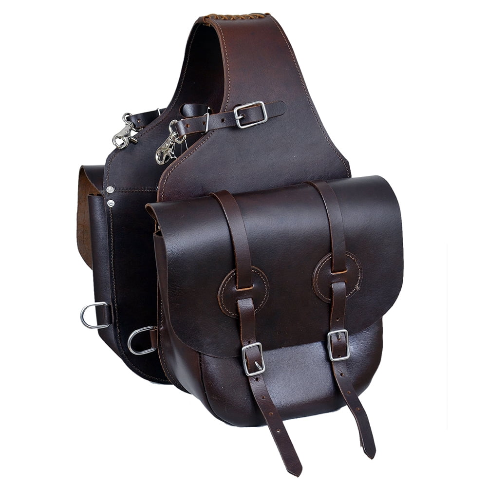 27BH Horse Western Saddle Bag Heavy Duty Leather Cowboy Trail Mahogany