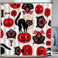 thumbnail image 1 of Funny Halloween Shower Curtain Moon Time Black Cats Orange Ghost Witch Pumpkins Shower Curtains Cartoon Bathroom Decor 72"x72", 1 of 7