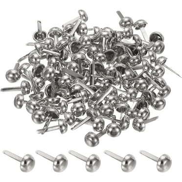 8x16mm Mini Brads Paper Fasteners, 200 Pack Round Brads Fastener for Art Crafting Decorative Scrapbooking Cards DIY, Silver Tone